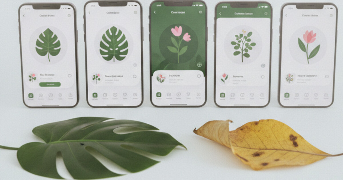 Comparison of plant identification apps as NatureID alternatives on smartphone screens